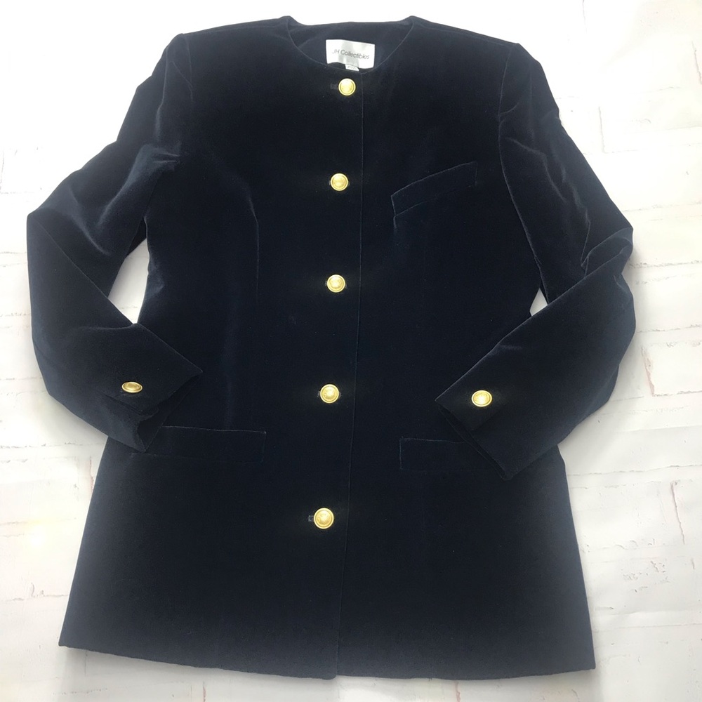 Vintage: JH Collectibles Navy Velvet Blazer Sz-6
